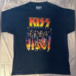 KISS Destroyer Album Cover T-Shirt Hard Rock Short Sleeve Graphic Band Tee XL